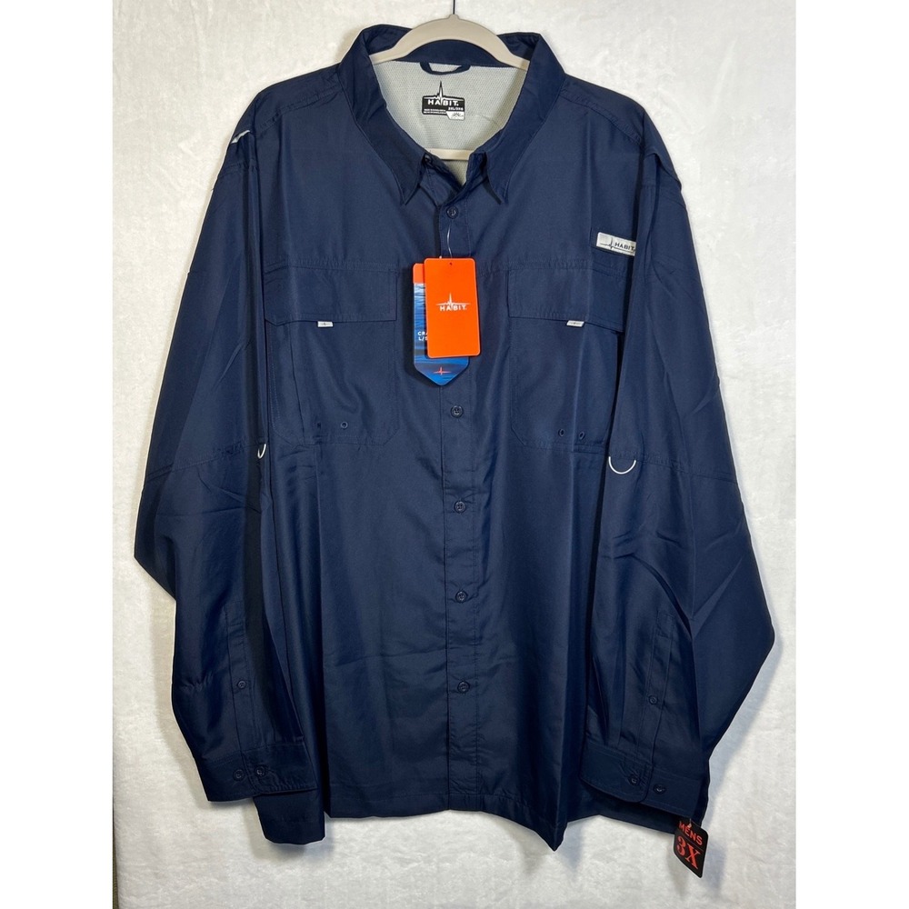 Habit Crayfish Creek River Shirt Mens 3XL Long Sleeve UPF 40 Fishing Outdoor NWT